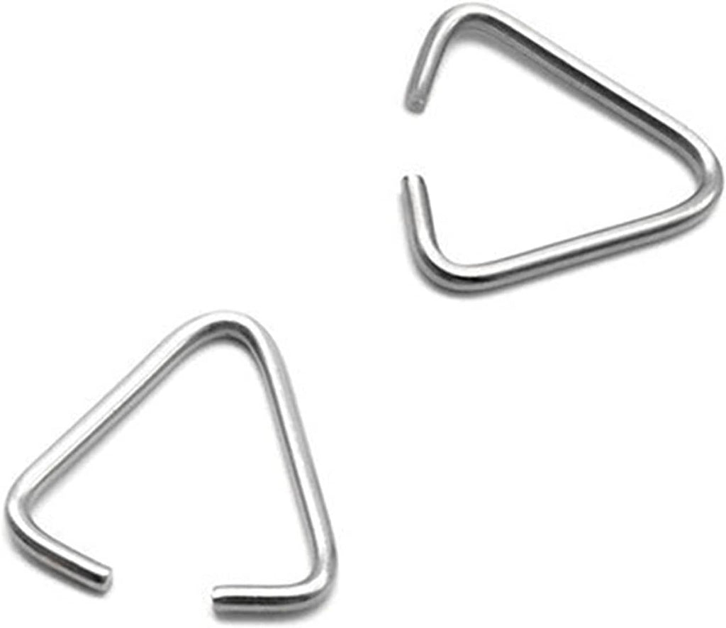 Triangle open jump ring connectors, silver-tone metal, pinch-bail style hooks