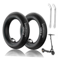 Two black scooter inner tubes with air valves and two silver tire levers set