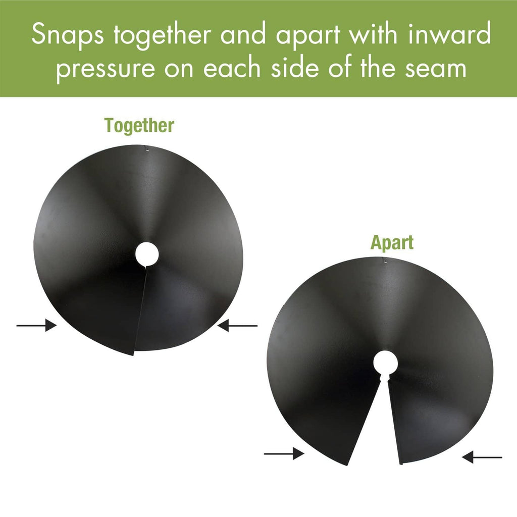 Black wrap-around baffle showing connected and separated halves