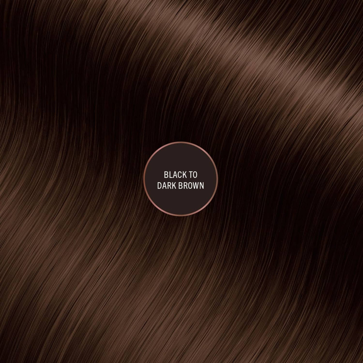 Hair shade swatch labeled black to dark brown for root touch-up