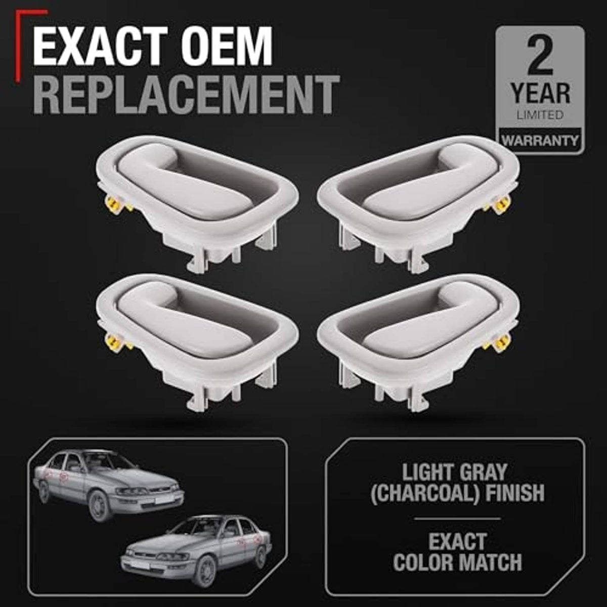 Light gray door handle replacement set, four handles with mounting hardware