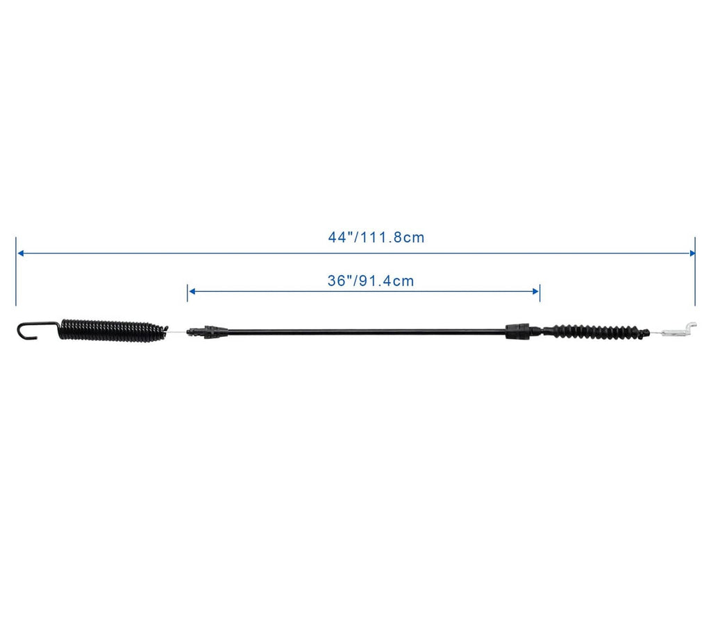 Black PTO cable with spring and connector ends, labeled 44 in and 36 in