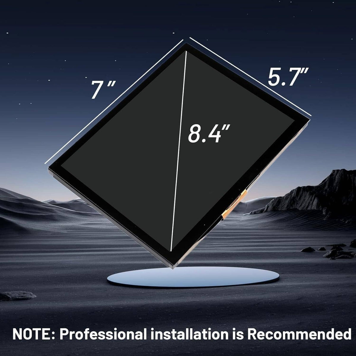 8.4-inch Uconnect LCD touch screen display with size diagram and black bezel