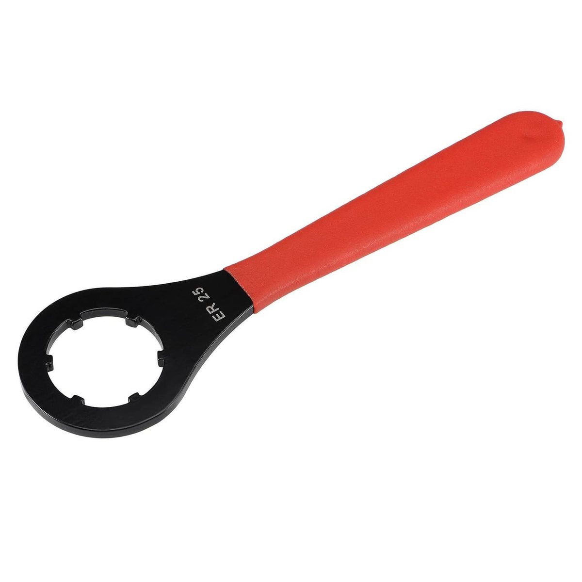 ER25 collet chuck wrench with black round jaw and red handle