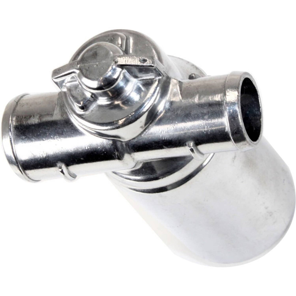 Idle air control valve with diaphragm cap, metal body, and side hose outlet