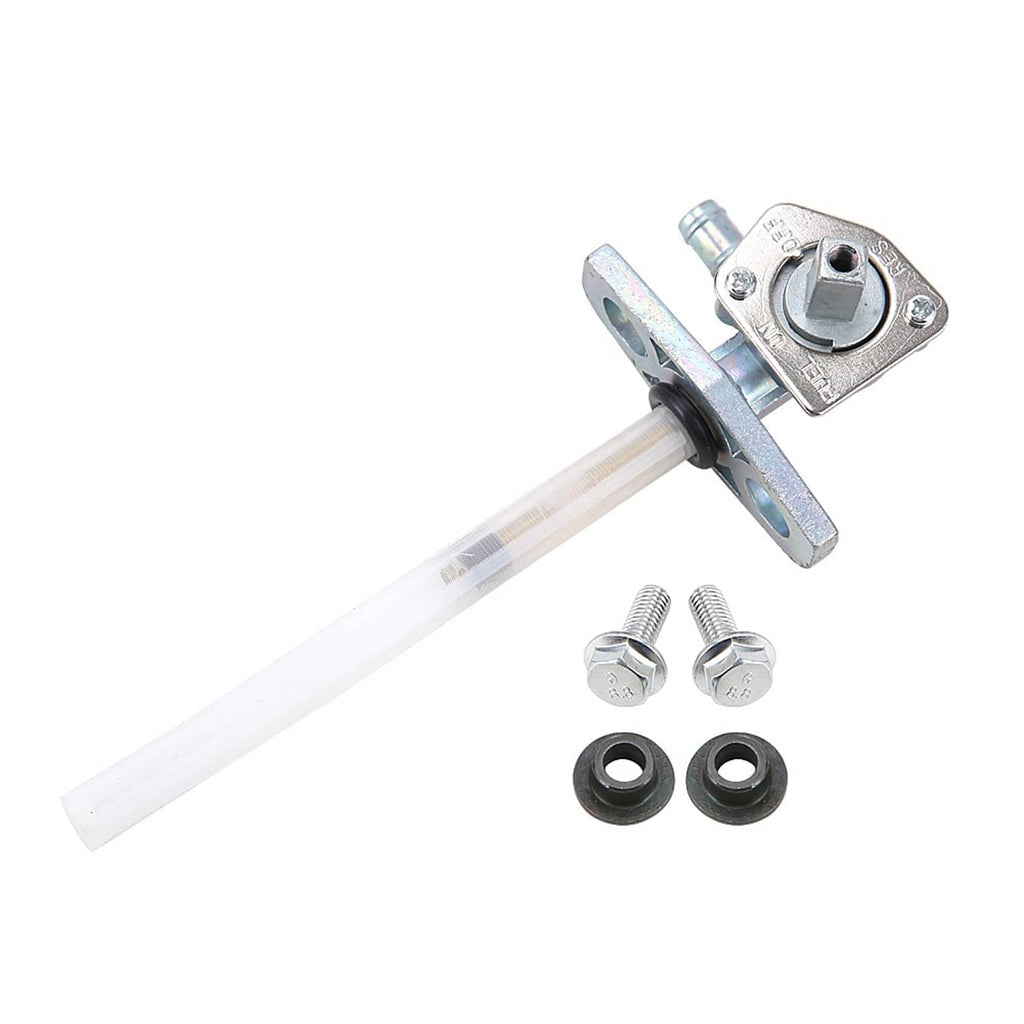 Fuel petcock valve switch with metal lever mount, clear line, and included screws