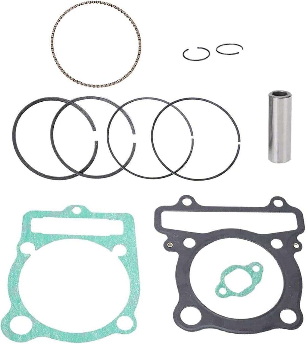 Top end rebuild parts kit with piston rings, gasket set, and cylinder sleeve