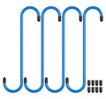 Set of 4 blue U-shaped brake caliper hanger hooks with black rubber tips