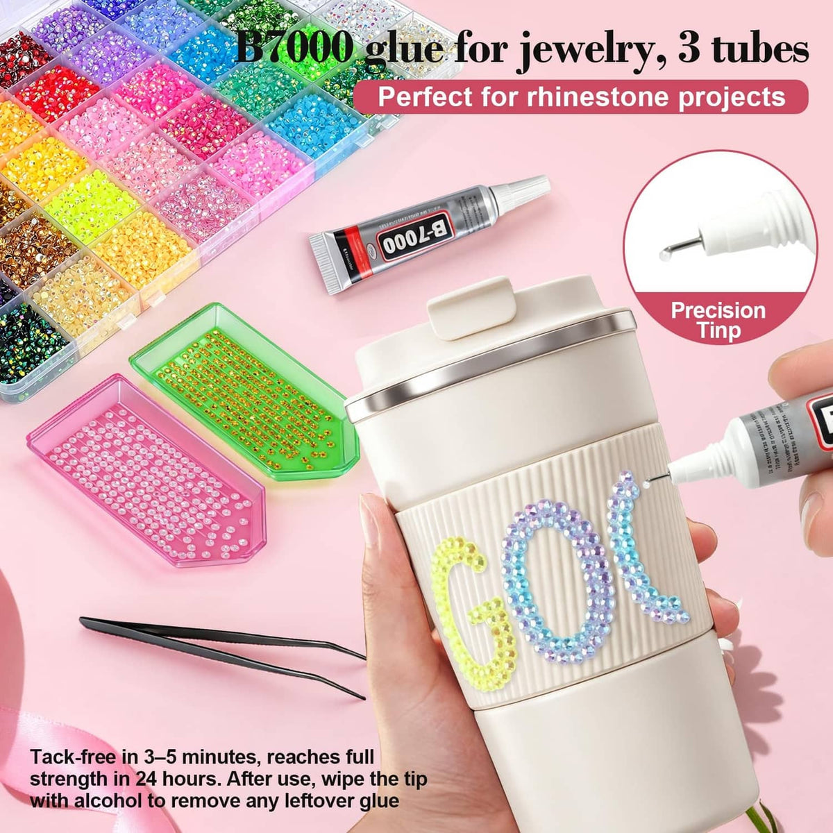 Resin jelly rhinestone kit with glue tubes and rhinestone application tools