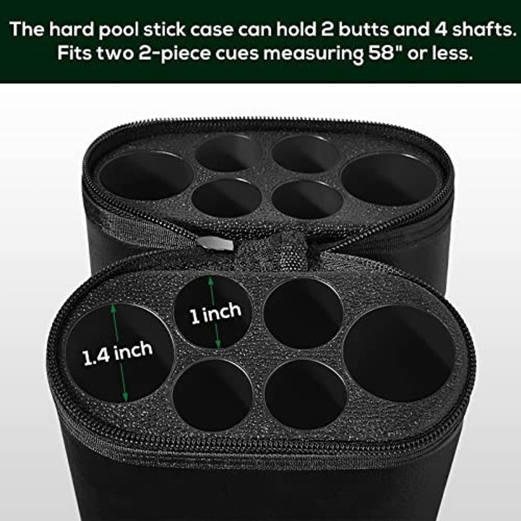 Black cue case end cap insert with circular openings for cue storage
