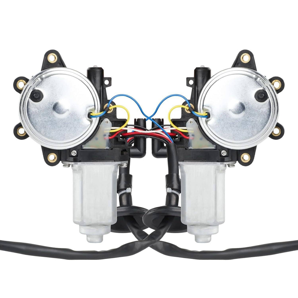 Front power window motor assembly, left and right, two round metal units with wiring