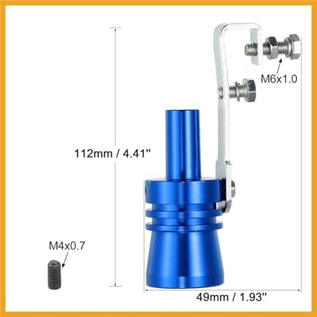 Blue aluminum exhaust muffler pipe whistle with threaded mounting hardware