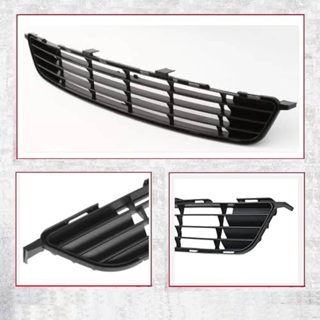 Front bumper lower grille, black plastic grille with horizontal and vertical bar pattern
