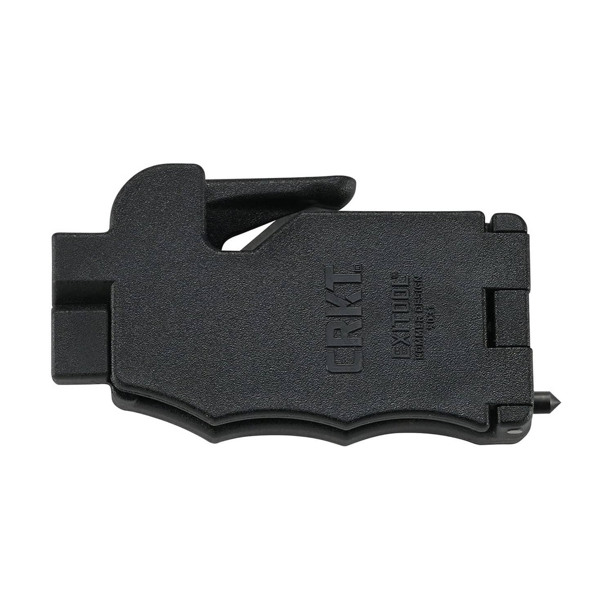 Black compact seatbelt cutter with lanyard loop and safety blade