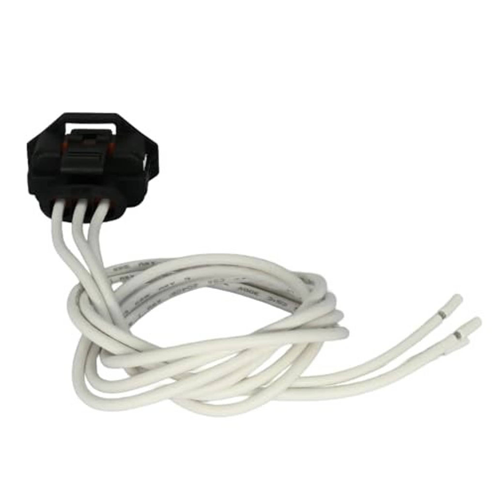 Throttle-position sensor wiring harness with black plug and multiple white insulated wires