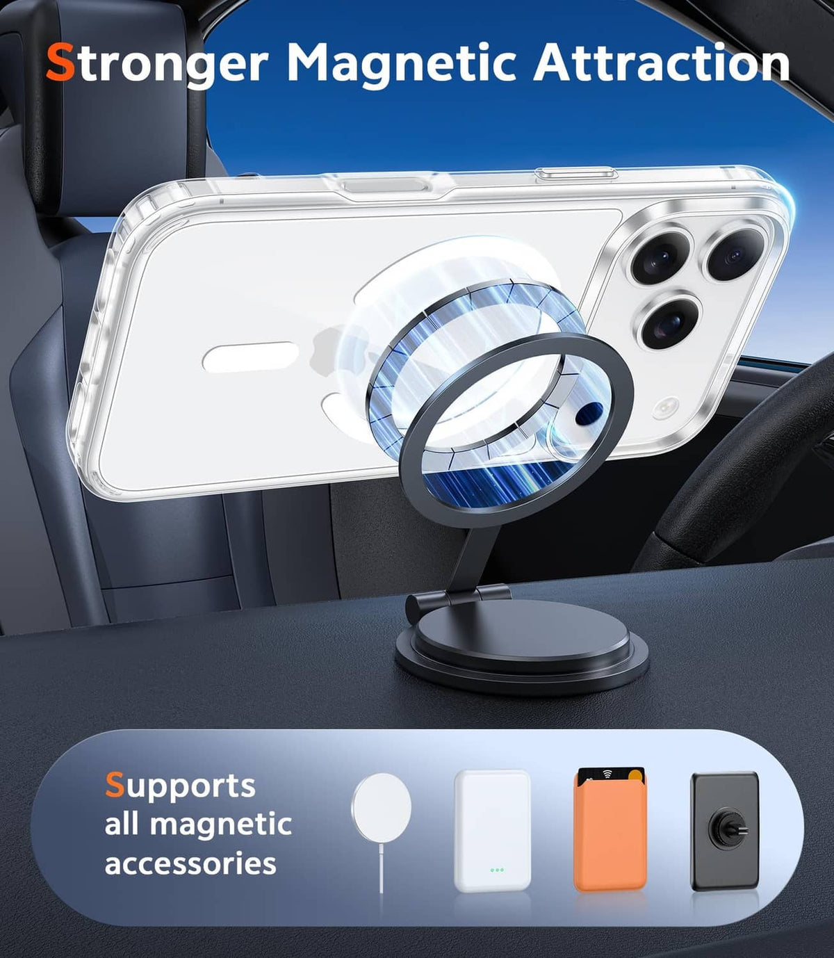 Transparent iPhone 17 Pro Max case with triple-camera openings on phone