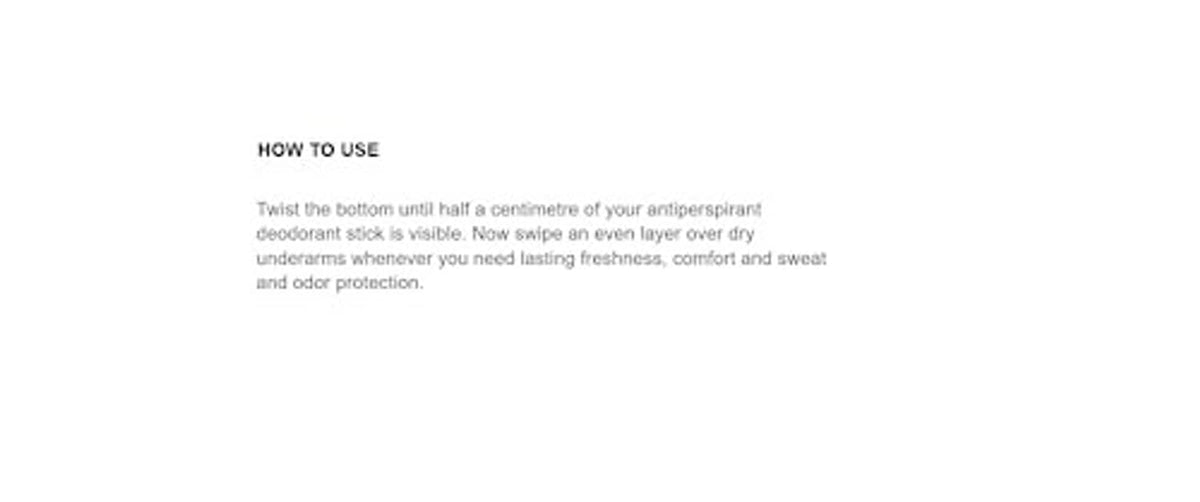 How-to-use instructions for antiperspirant deodorant on a white card