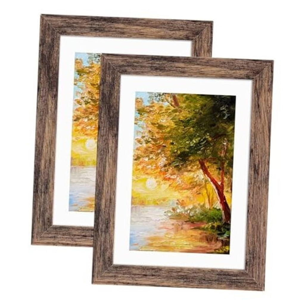 Rustic brown 4x6 picture frame with white mat, front view.