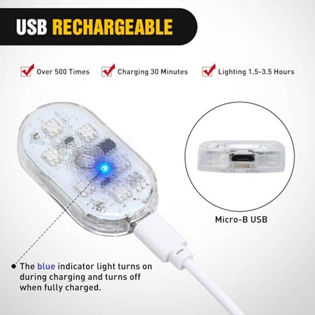 USB-rechargeable oval clear RGB LED interior light with micro-USB charging port