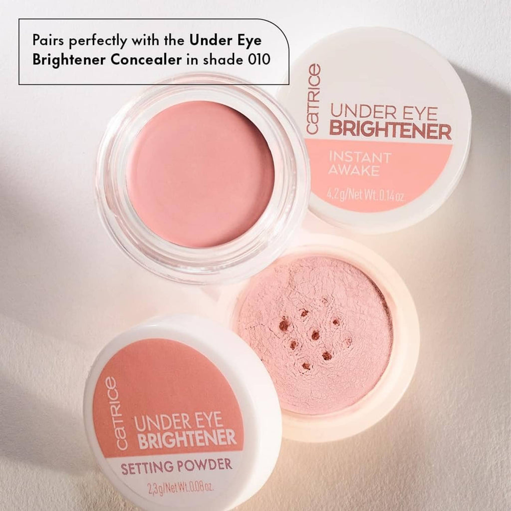 Catrice Under Eye Brightener 010 Light Rose with setting powder pan