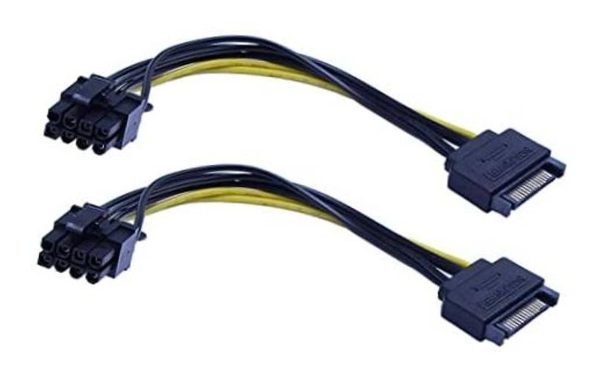 Dual PCI-Express 8-pin (6+2) male to SATA 15-pin male power splitter cable