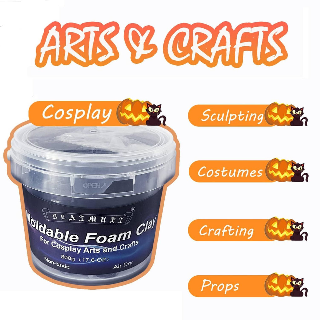 Clear-lidded foam clay tub for cosplay air-dry crafting, white clay container
