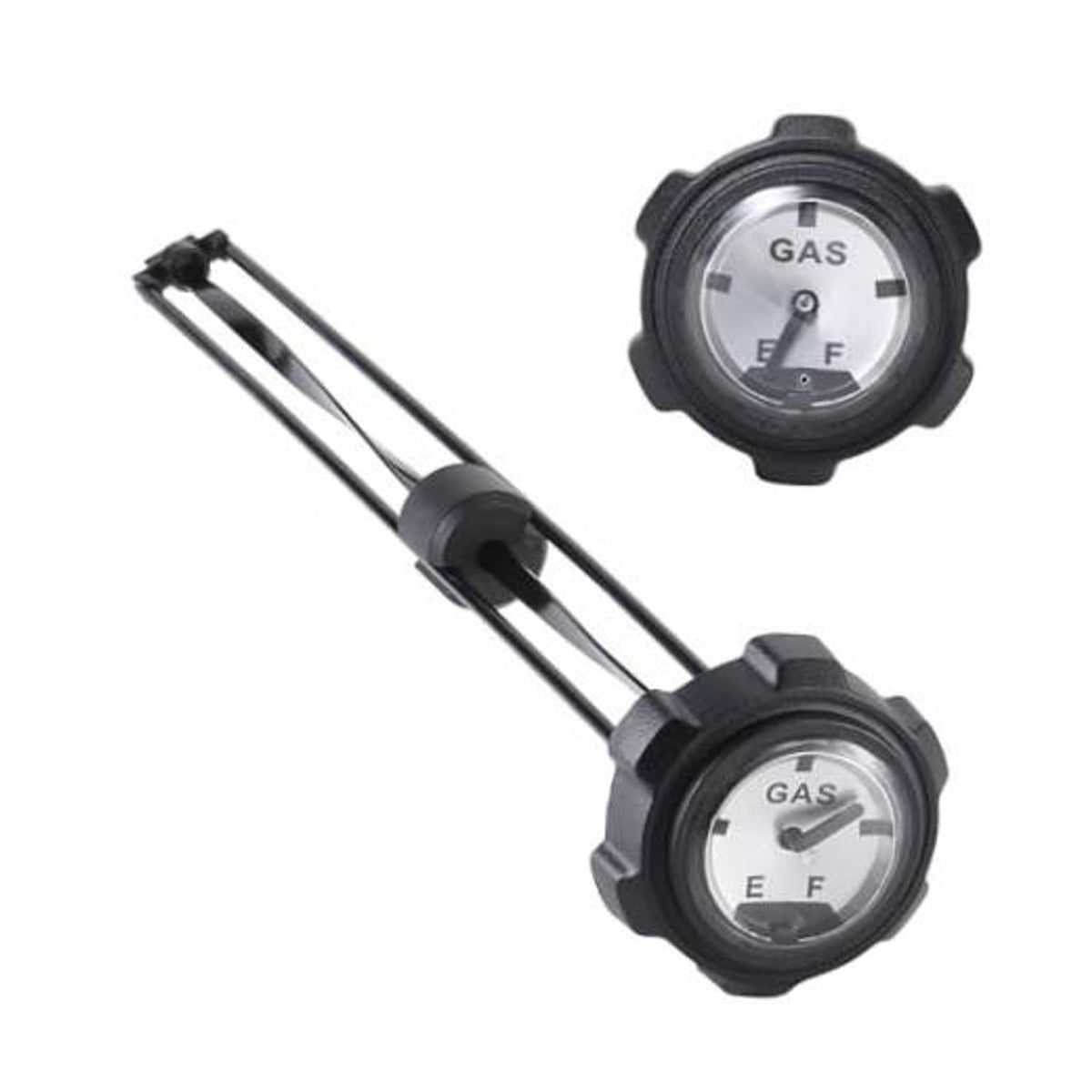 Fuel gauge gas cap with fuel level indicator and black mounting bezel