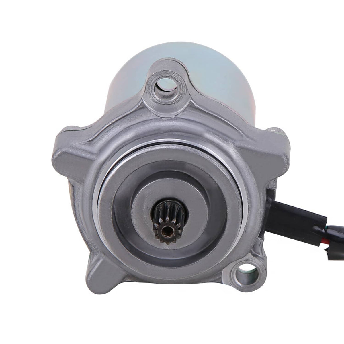 Power shift control motor front view with circular gear housing and axle stub
