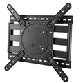 Low-profile black TV wall mount with four adjustable arms and circular mounting plate