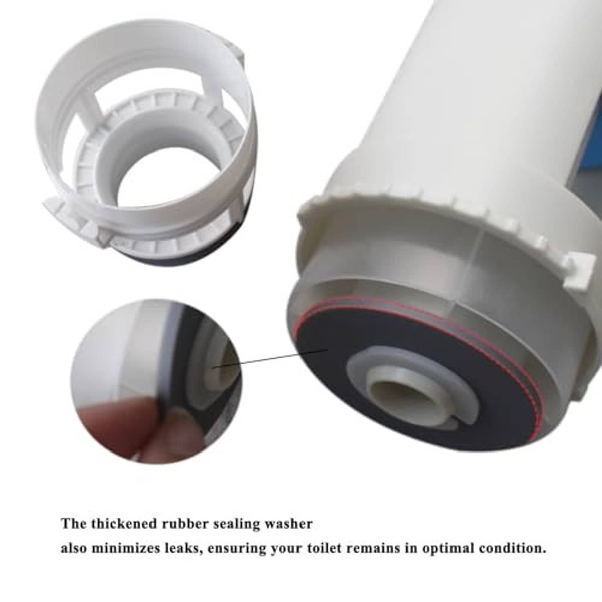 Toilet flush valve replacement part seal washer and rubber ring for leak reduction