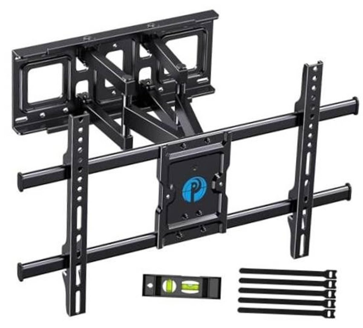 Full motion TV wall mount with articulated arms and VESA bracket, black