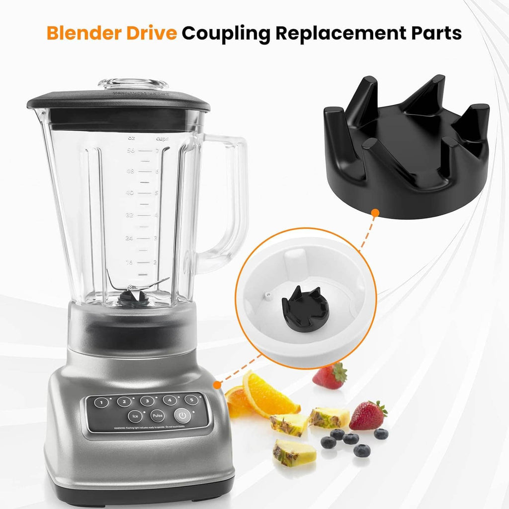 Black blender drive coupling replacement parts with silver threaded insert, set