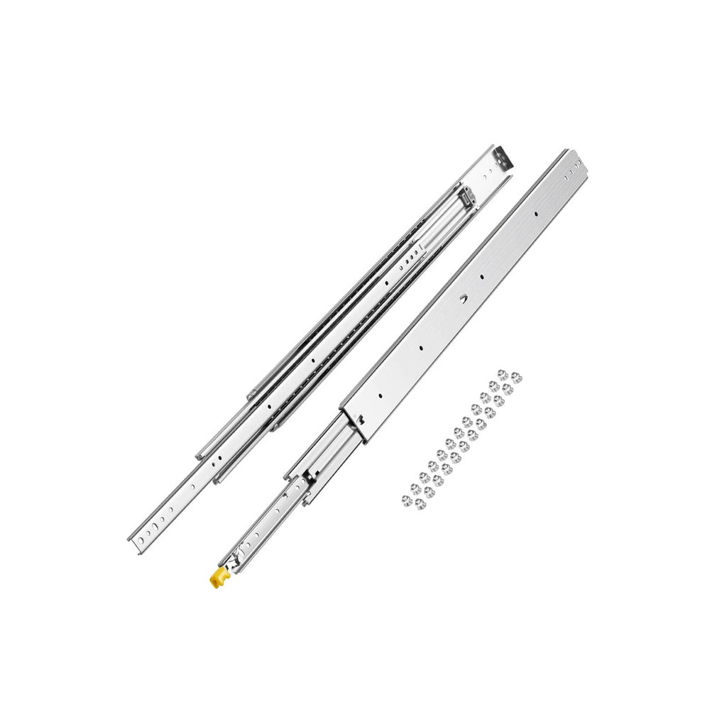 Pair of full-extension drawer slides with ball bearings and mounting screws