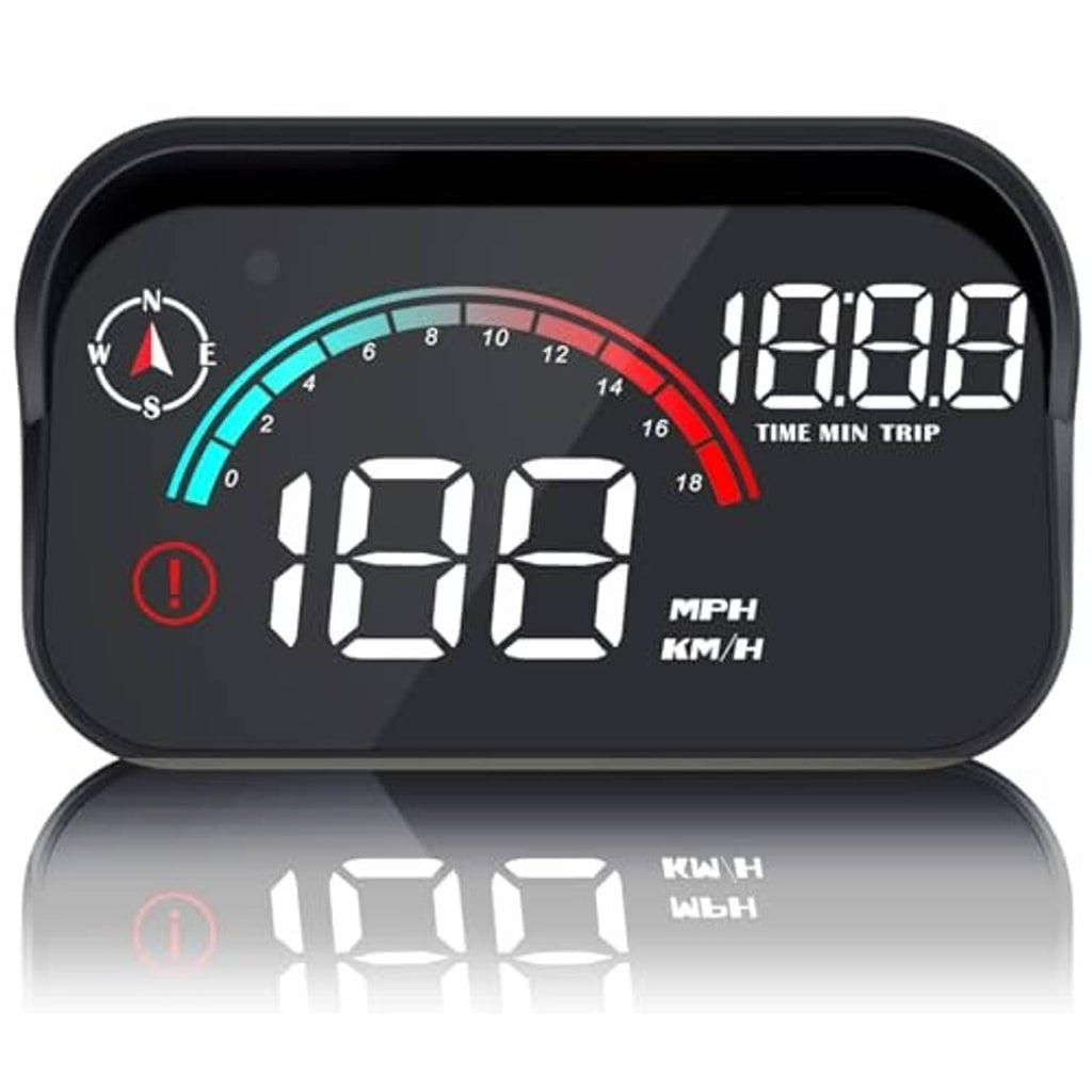 Black GPS HUD speedometer with large digital speed display and MPH/KM-H units