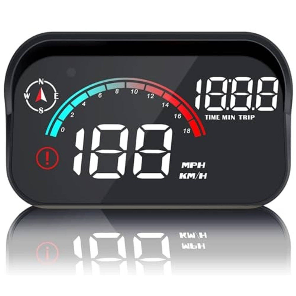 Black GPS HUD speedometer with large digital speed display and MPH/KM-H units