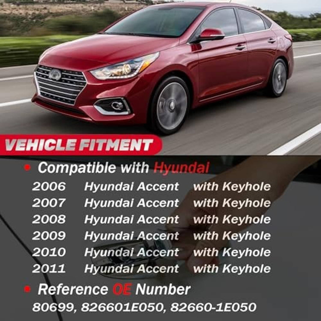 Black exterior door handle on a red sedan, front passenger door area