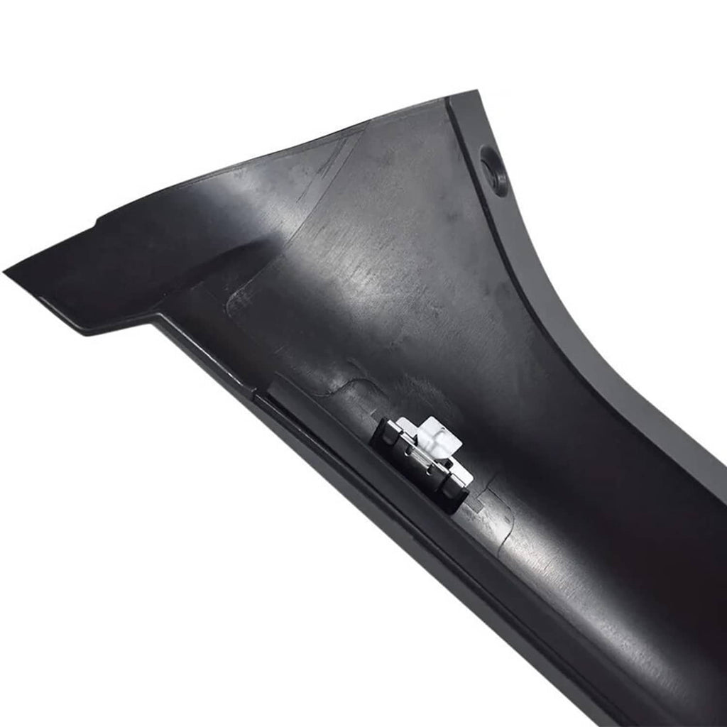Black pillar molding showing rivet bracket inside the mounting channel