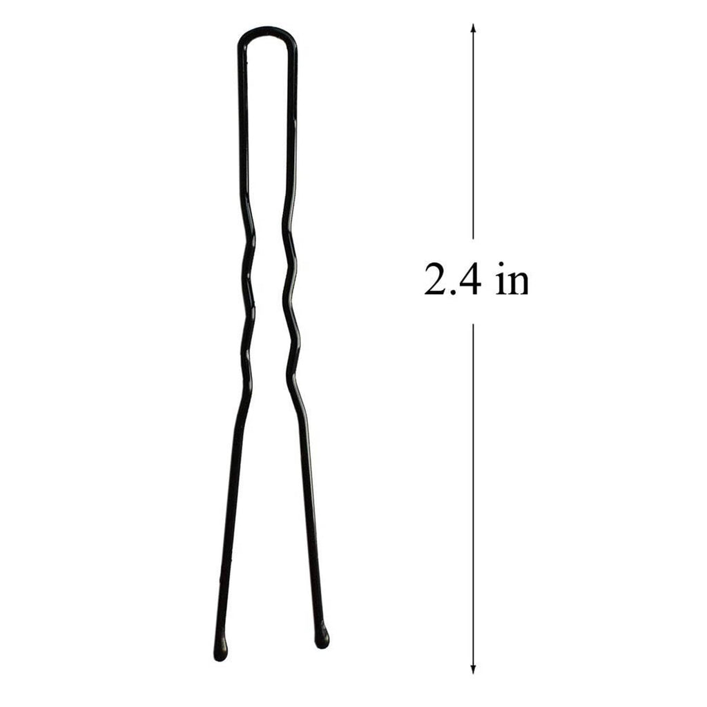 Black U-shaped hair pin with two long prongs, 2.4 in