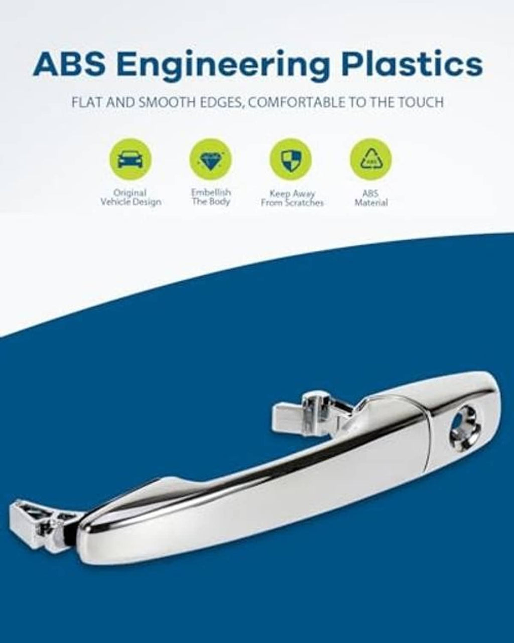 Exterior chrome door handle replacement with key cylinder, ABS material housing