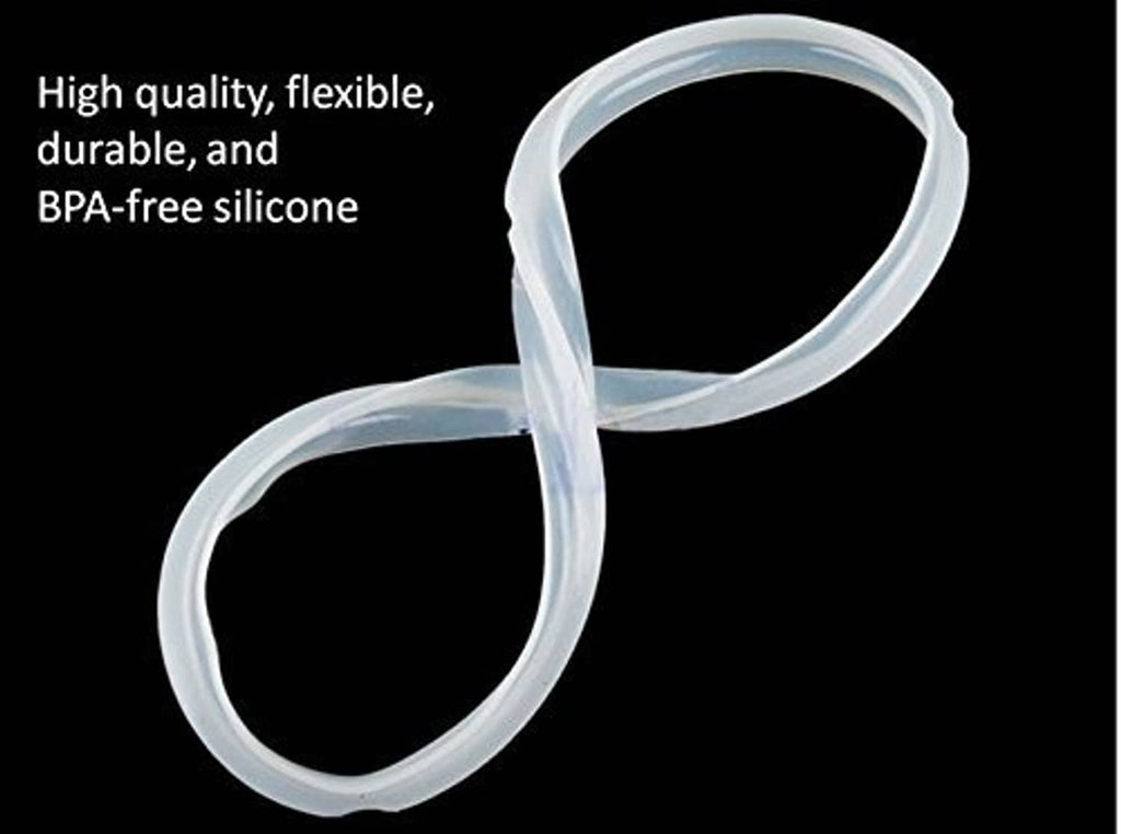 Pair of flexible silicone rubber gasket rings, light blue translucent circles