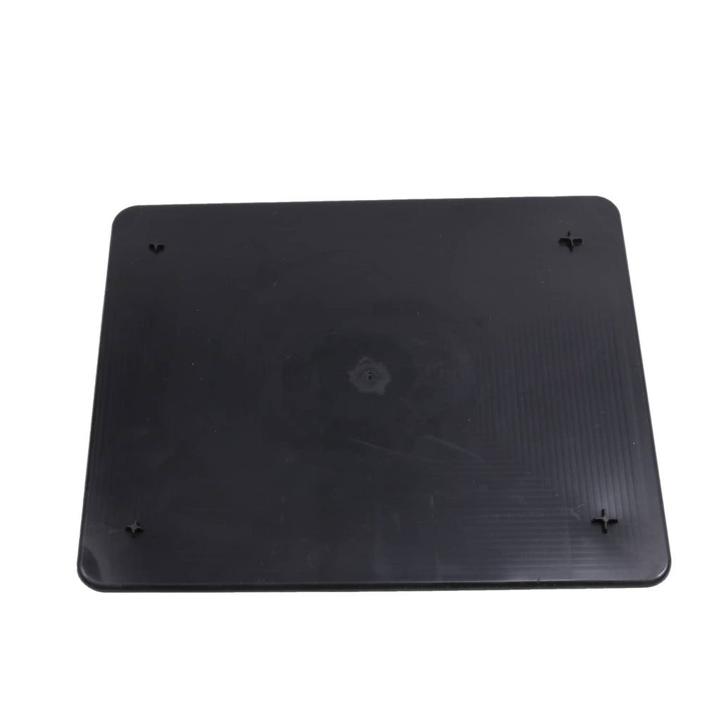Black plastic cup holder tray panel with four corner mounting points