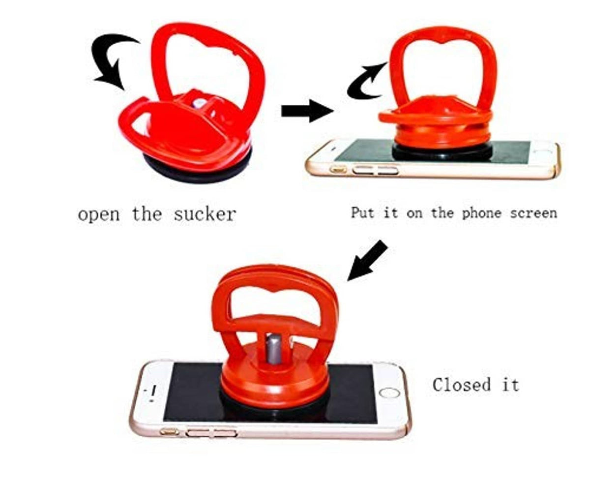 Heavy-duty orange suction cup tool for opening phone screens