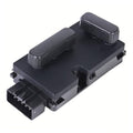 Power seat switch module with two ribbed black rocker controls, dark gray housing