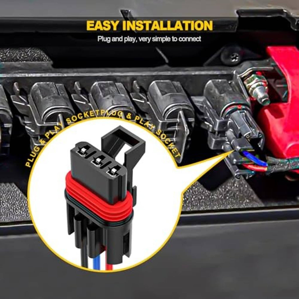 Pulse power plug pigtail connector with multi-pin black housing and red wire