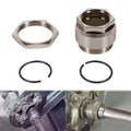 Rear axle lock jam nut set with two metal nuts and two black O-rings