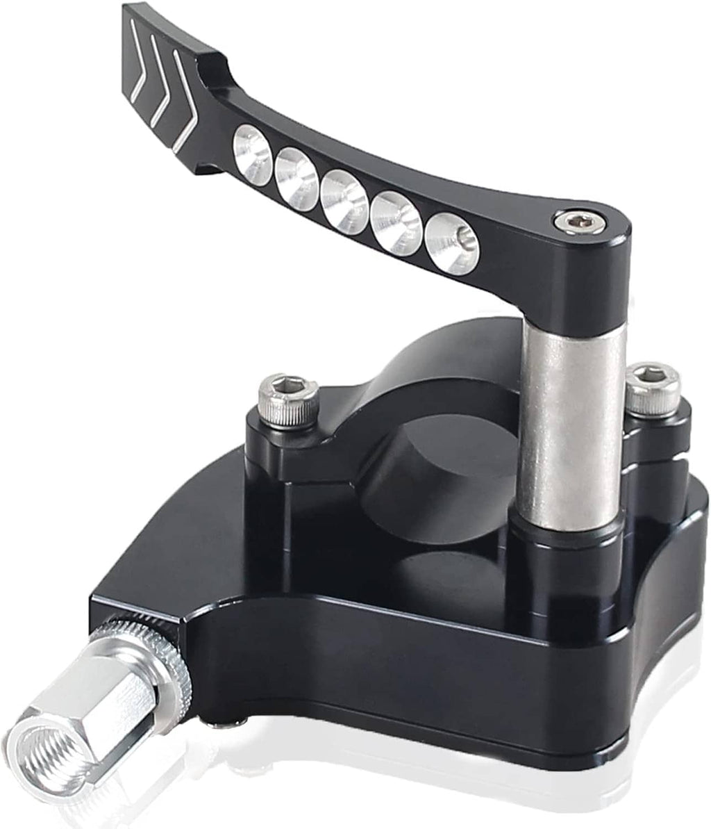 Billet thumb throttle with black base, silver stem, and crystal-look button row