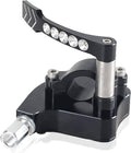 Billet thumb throttle with black base, silver stem, and crystal-look button row