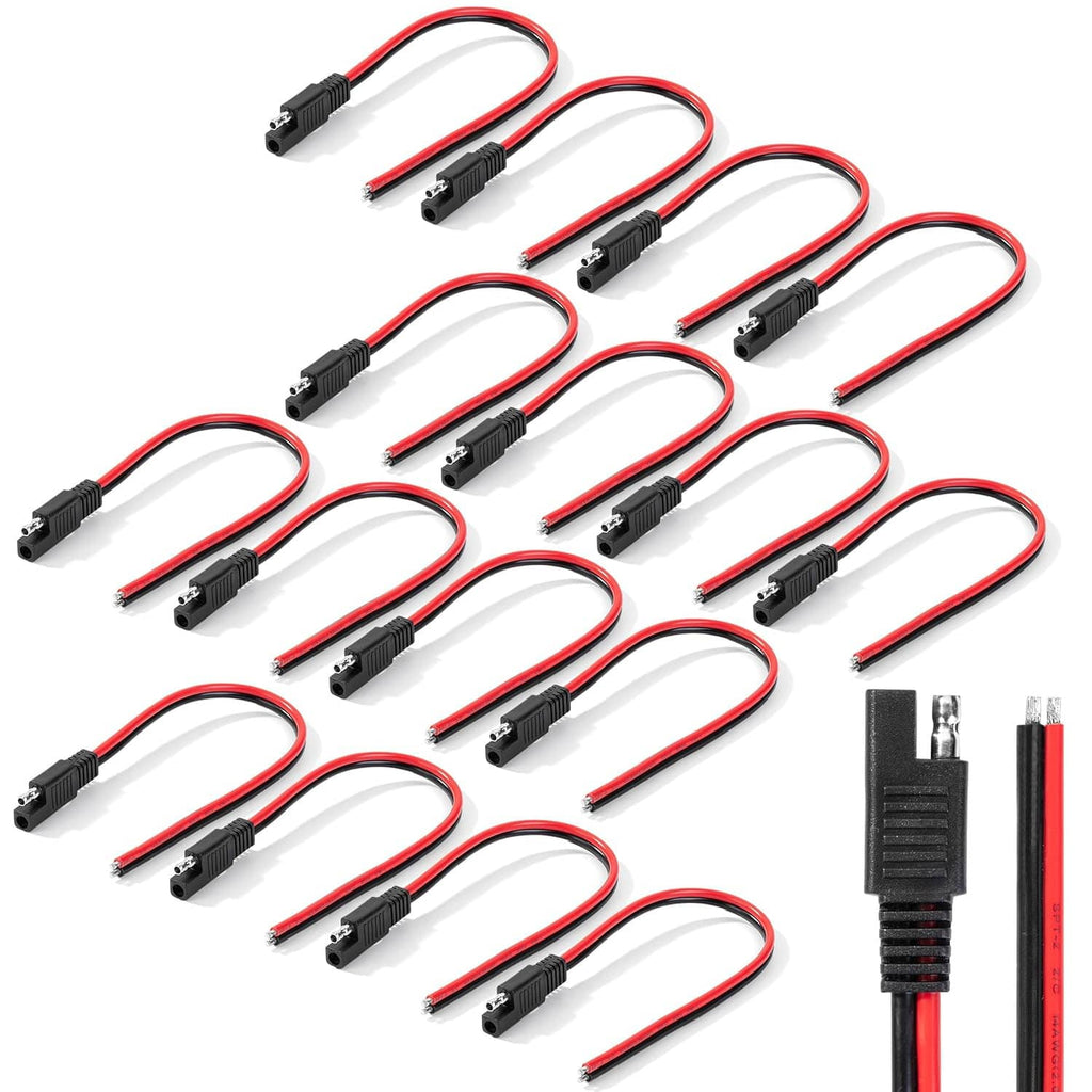 SAE connector cable pack with black 2-pin connectors and red/black insulated cables