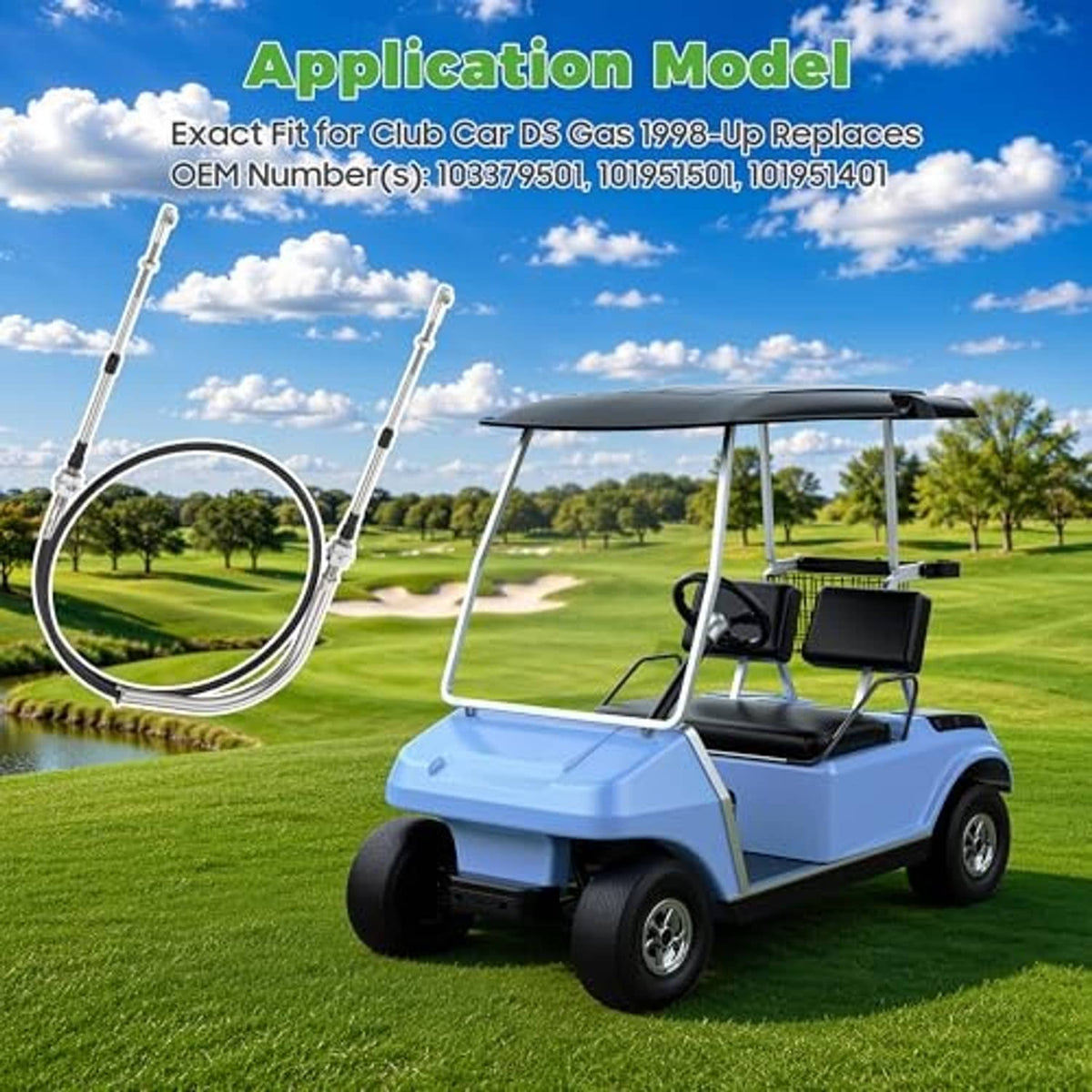 Shift cable application model installed on Club Car DS gas golf cart