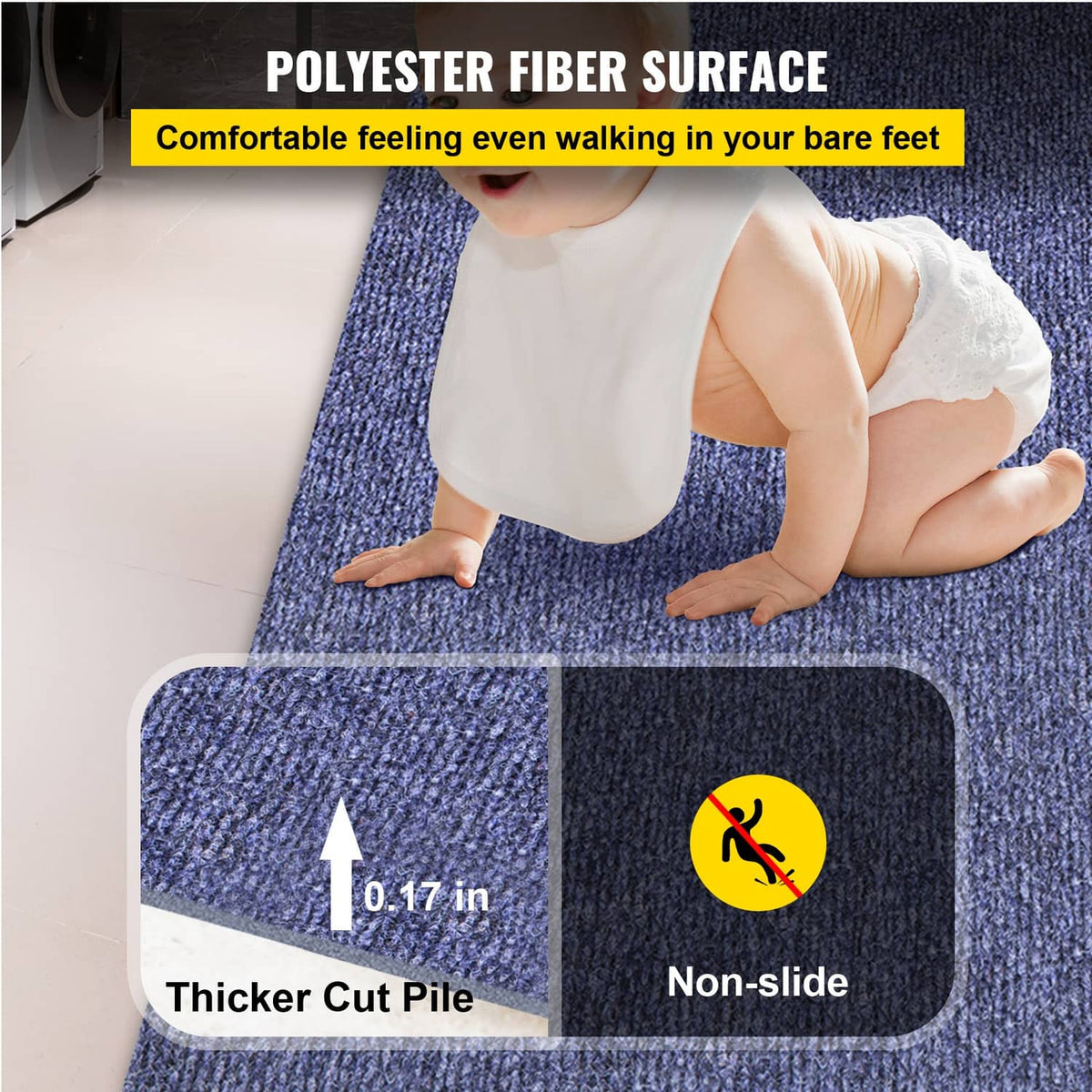 Blue cut-pile marine carpet rug with thick textured surface and dense pile
